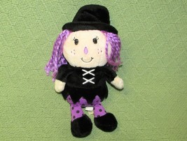 Dan Dee Plush Witch Happy Halloween Friendly Stuffed Doll Purple Black Polka Dot - £7.23 GBP
