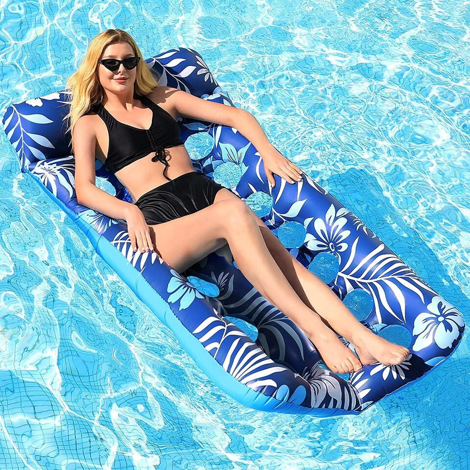 Primary image for Pool Floats Raft for Adult - 71.65" X 34.3" Oversized Pool Float Lounge (Blue)