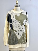 Vtg RETRO Clifton Place USA 100% Acrylic Abstract Pattern Green Gray M/L - $42.77