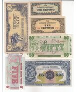 Military Issue Bank Notes, Lot of 6, All Different, Mixed Condition - $20.16