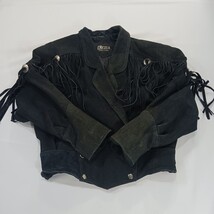 Vintage Kezia Womens Black Fringe Genuine Leather Western Cowboy Jacket Chest 42 image 13
