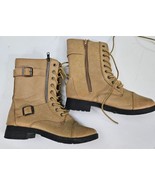 Rue 21 Etc. Tan Boots Zip Up Buckle Military Combat Biker Riding WMS SZ ... - $20.43