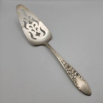 National Silver Co Silverplate Rose &amp; Leaf Pattern Solid Pierced Pie Server 10&quot; - £7.69 GBP