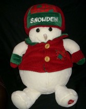 20&quot; Vintage 1998 Commonwealth Snowman Snowden Stuffed Animal Plush Toy Green Red - £21.60 GBP