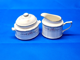 Noritake 7293 Rothschild Creamer &amp; Covered Sugar Bowl Ivory China - Japan - Mint - £51.17 GBP