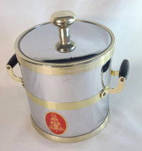 Vintage 80s Kraftware Chrome &quot;Schweppes&quot; Ice Bucket Handled with Gold Trim - £15.63 GBP