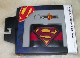 mens wallet key chain bottle opener super man new - $11.57