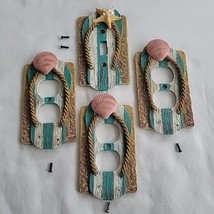 Set 4 Flip Flop Sea Shell 1 Switch Cover Plate 3 Outlet Beach Nautical R... - $33.55