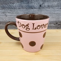 Dog Lover Coffee Mug Pink and Brown with Polka Dots Tea Cup by Petrageous - £14.91 GBP