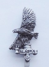 Collector Souvenir Spoon USA Alaska Bald Eagle 3D Soaring Figural Pewter - £11.98 GBP