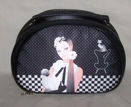 Cosmetic Case Black 10&quot; by 7&quot; Zip Front Handle Top Water Proof 8 Pocket ... - £10.99 GBP