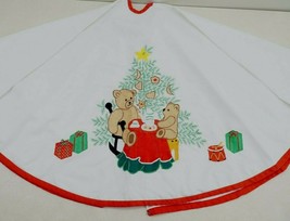 Vintage Schmid  Gordon Fraser Christmas Tree Skirt Teddy Bear Tea Party 44&quot; 1984 - £34.07 GBP