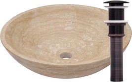 With An Oil-Rubbed Bronze Umbrella Drain And A Travertine Vessel Sink In Novatto - £553.01 GBP