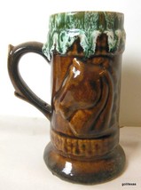 Vintage Horse Mug / Stein Drip Glaze 6.5&quot; - £11.90 GBP