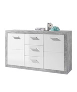 Pietra Large Sideboard Grey and White Gloss 2 Door 3 Drawer - £262.48 GBP