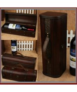 Old Country Wooden Wine Storage Carry Case with Leather Straps and Metal... - £58.31 GBP