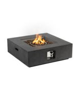 Square Fire Pit Table: 50K BTU, Stone, Cover - $538.99