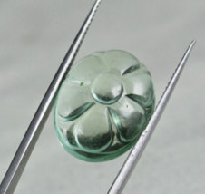 Natural Green Aquamarine Carved Flower Cabochon 14.81 Ct Gemstone Ring Pendant - £178.45 GBP