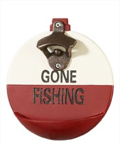 Fishing Wall Bottle Opener Steel Red White Poly Resin Base Beer Bar Mancave - £26.03 GBP