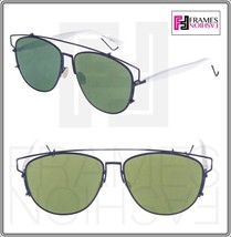 Christian Dior Technologic White Navy Blue Green Flat Mirrored Sunglasses Unisex - £265.26 GBP