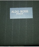 Italian Wool suit fabric   2.4 Yards  Black with white pin srtipes - $49.47