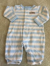 Just One Year Boys White Blue Striped Dog Long Sleeve Pajamas 3 Months - $3.92