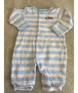Just One Year Boys White Blue Striped Dog Long Sleeve Pajamas 3 Months - $73.06 MXN