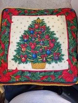 Handmade Christmas Tree Pillow 16 X 16 No Tag HTF Rare Box 11 - £18.42 GBP