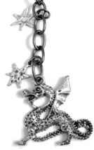Dragon Charm and Stars Key Chain or Charm Dangle with Winged Dragon - £9.74 GBP