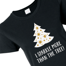 NEW Women&#39;s Christmas Graphic Tee I Sparkle More Than The Tree sz L 12/4... - £7.80 GBP