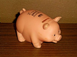 Ayres Assoc Plastic Piggy Coin Bank W Stopper Every Penny Counts Valley Casting - £10.39 GBP