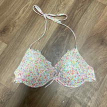 Victoria’s Secret 34C Fabulous Confetti Bikini Top Small Ruffle Pink Green Gold - £18.94 GBP