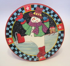 Santa&#39;s Workbench Snowman Stool Wooden Hand Painted 8 Inches Tall - $34.99