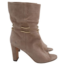 Jimmy Choo Mysen 100 Open-Toe With Chain Accent Heeled Boots In Suede Si... - £90.17 GBP