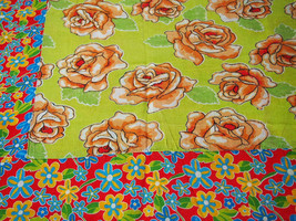 Floral Chita Tablecloth in Green and Orange - $30.00