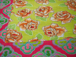 Floral Chita Tablecloth in Green and Pink - $30.00