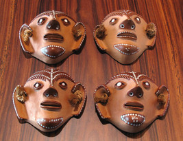 4 Ceramic Mini Masks done by Brazilian Naif Artist Ana Fernandes circa 1985 - $99.00