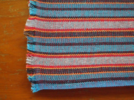 Cotton Throw Utility Blanket in Orange, Red and Blue Stripes - $49.60