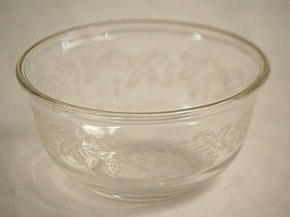 Clear Glass Sauce Berry Bowl Sugar Coated Grape Vine Pattern Unknown Maker - £10.11 GBP