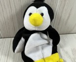 small plush penguin beanbag stuffed animal beanie black white yellow beak - $10.39