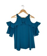 Umgee Cold Shoulder Ruffle Neck Short Sleeve Jade M - €18,68 EUR