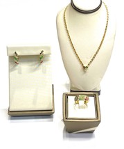 Italian 18k Gold Diamond, Sapphire, Emerald &amp; Ruby Necklace, Earrings &amp; Ring Set - £2,996.28 GBP