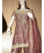 EXOTIC SILK 4pc BELLY DANCE FORMAL KAFTAN SALWAR KAMEEZ - £133.83 GBP