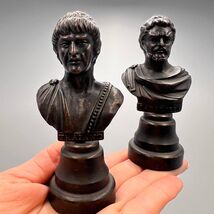 Two Vintage Collectible Metal Figure Statue Bust Roman Emperors Caracall... - $160.00
