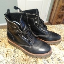 Dr Martens Daniel Black Leather Faux Fur Lined Tie Up Boots Sz Men&#39;s 8 W... - $58.41