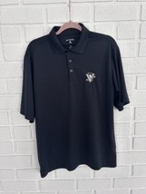 Pittsburgh Penguins Golf Polo Short Sleeve Mens Medium Black Antigua Fast Ship  - £15.38 GBP