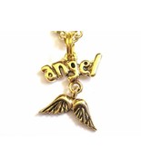 Gold Angel Wings Anklet with Pair of Angel Wings and Angel Word Charm - £15.64 GBP