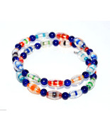 vintage Clear Glass bead beaded wrap bracelet multi strand Red Green Blu... - £2.36 GBP