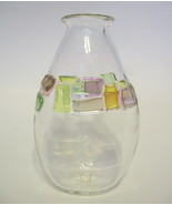 Handblown Studio Art Glass Vase with Colored Glass Chips, Trisner Clais - £27.51 GBP