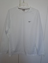 Nike Men&#39;s Long Sleeved White CREW-NECK Pullover Athletic SHIRT-S-NWOT-100% Poly - £17.57 GBP
